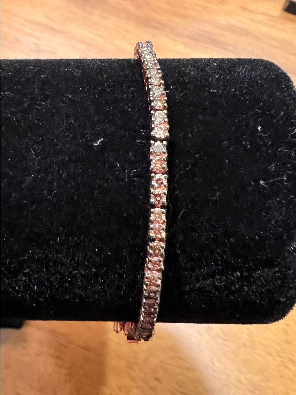 Vintage Natural Champagne Diamond Tennis Bracelet—Rose Gold over Sterling Silver